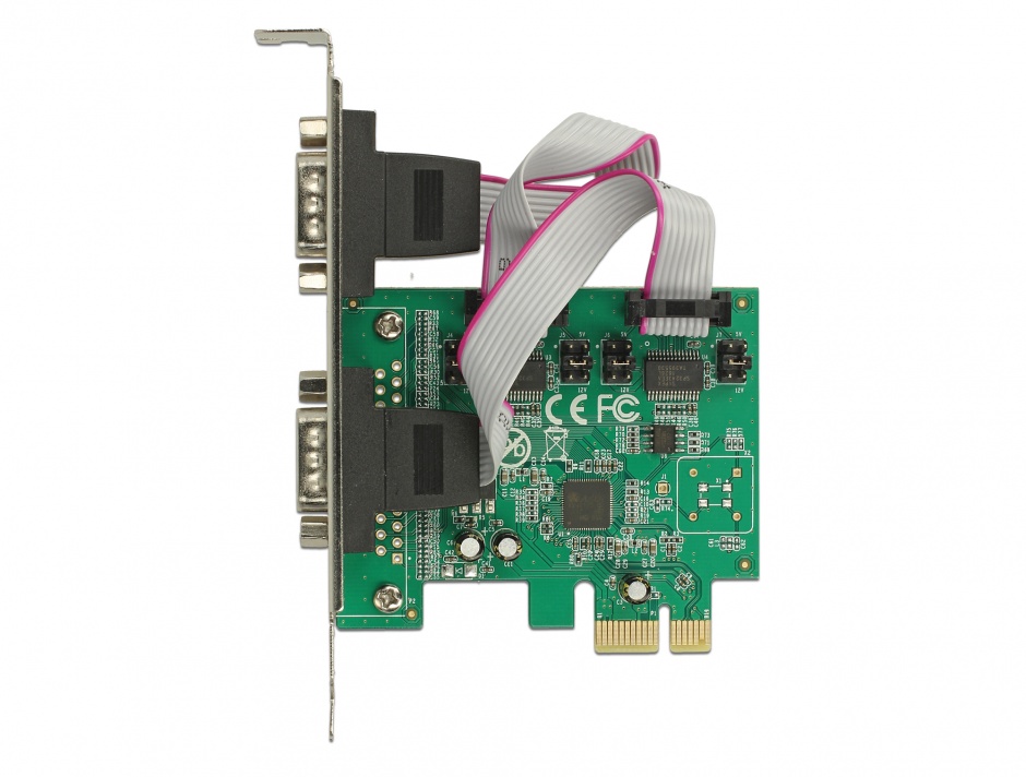 Imagine PCI Express la 2 x Serial RS-232 high speed 921K cu voltage supply, Delock 89641