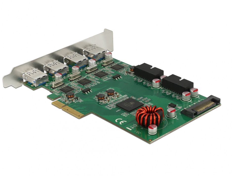 Imagine PCI Express cu 4 x USB 3.0-A + 2 x pin header USB 3.0, Delock 90306