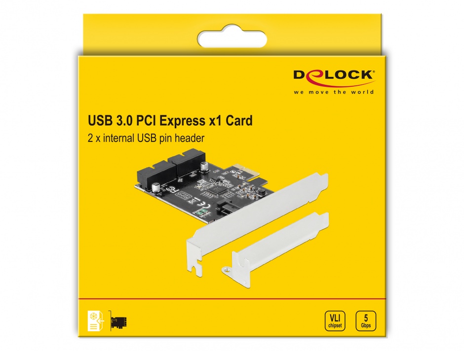 Imagine PCI Express cu 2 porturi pin header USB 3.0, Delock 90387