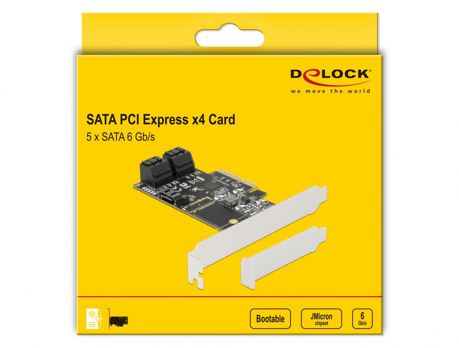 Imagine PCI Express cu 5 porturi SATA III, Delock 90395