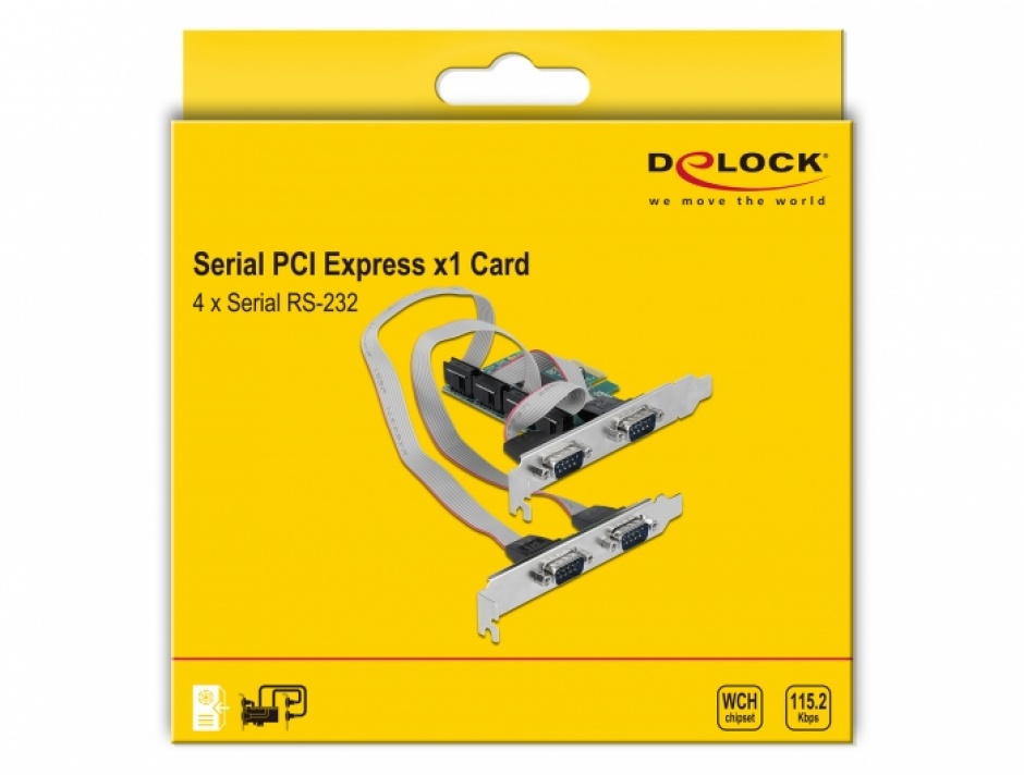 Imagine PCI Express cu 4 x Serial RS-232, Delock 90410