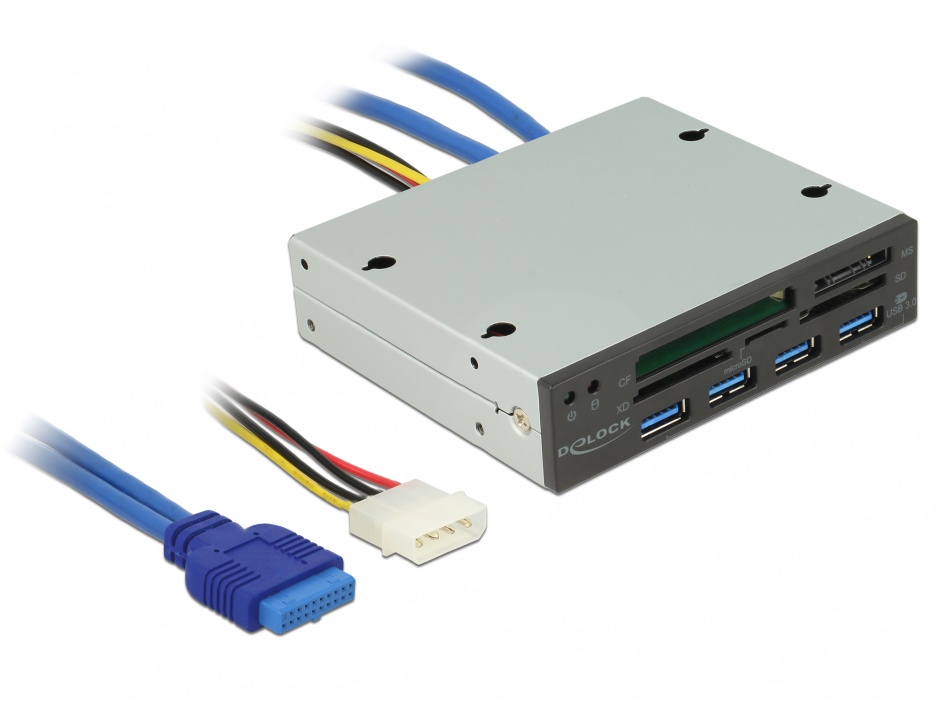 Imagine Cititor de carduri 3.5" 5 sloturi + 4 x USB 3.0, Delock 91493