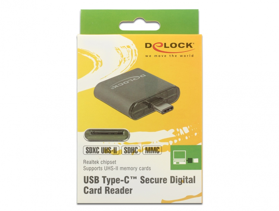 Imagine Cititor de carduri USB-C la SDHC / SDXC UHS-II / MMC, Delock 91498