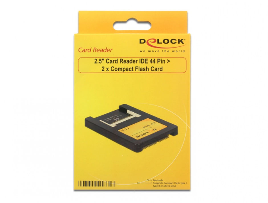 Imagine Cititor de carduri interfata 2,5 inch IDE la 2 x Compact Flash, Delock 91662