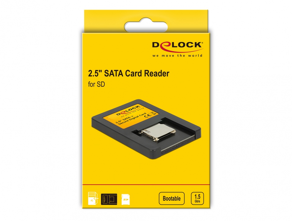 Imagine Card reader interfata 2.5 Drive SATA la Secure Digital Card, Delock 91673