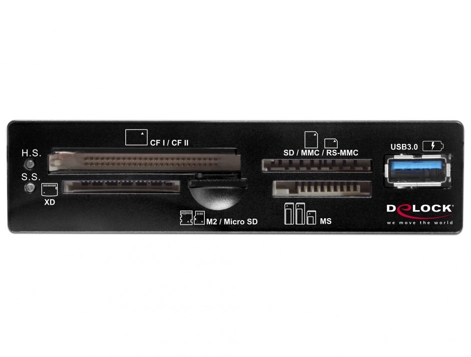 Imagine Card reader USB 3.0 63 in 1 pentru bay 3.5", Delock 91725