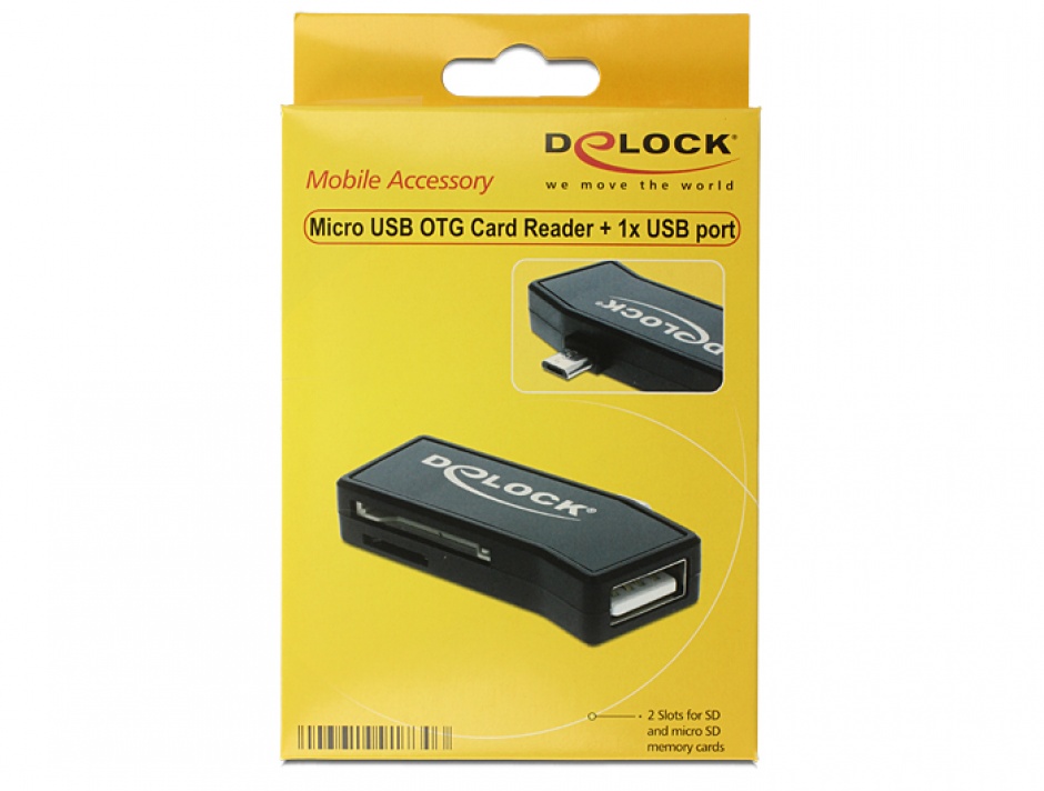 Imagine Cititor de carduri micro USB 2.0 OTG + USB tip A M, Delock 91730