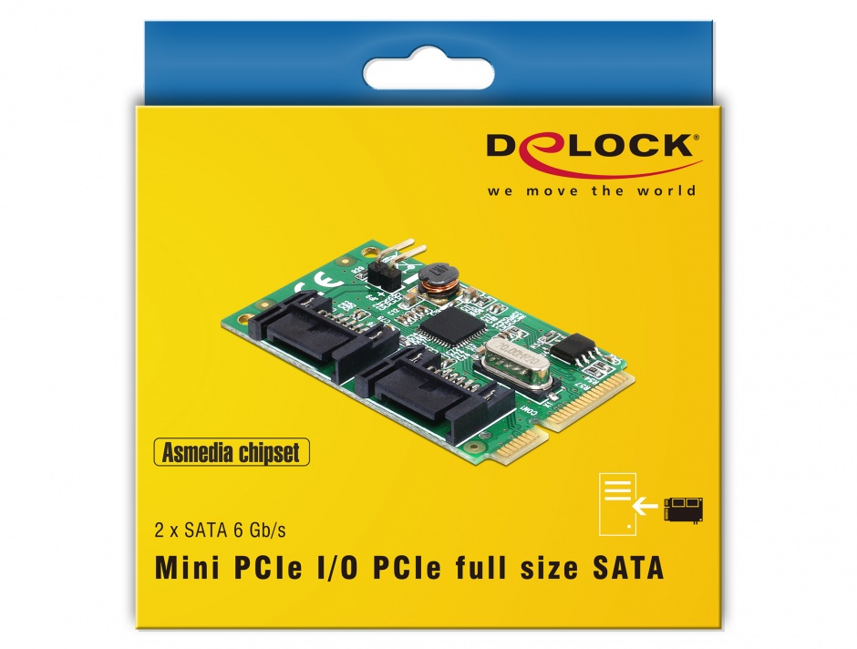 Imagine Mini PCIe I/O PCIe full size la 2 x SATA 6 Gb/s, Delock 95233