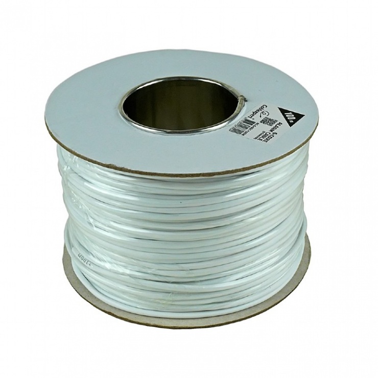 Imagine Rola 100m cablu pentru alarma cupru Alb, Gembird AC-6-002-100M