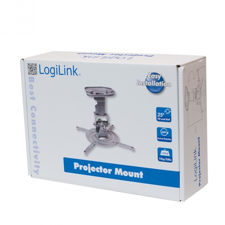 Imagine Suport tavan pentru proiector 220mm Argintiu, Logilink BP0001