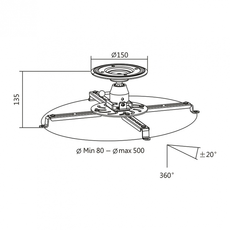 Imagine Suport tavan pentru proiector 135mm Alb, Logilink BP0056