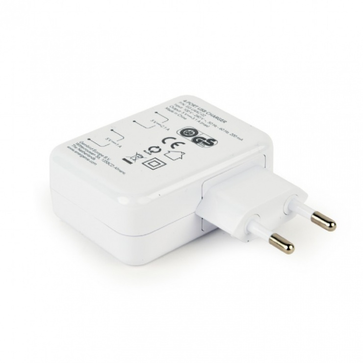 Imagine Incarcator priza 4 x USB 3.1A Alb, Energenie EG-U4AC-02