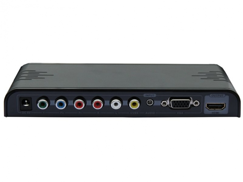 Imagine Convertor YPbPr+VGA+CVBS la HDMI cu alimentare priza
