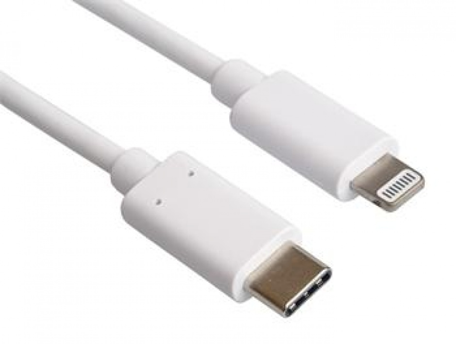 Imagine Cablu de date si incarcare USB-C la iPhone Lightning MFI T-T 1m Alb, KIPOD53