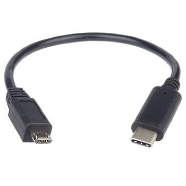 Imagine Cablu USB 2.0-C la micro USB T-T 0.2m Negru, KUR31-02