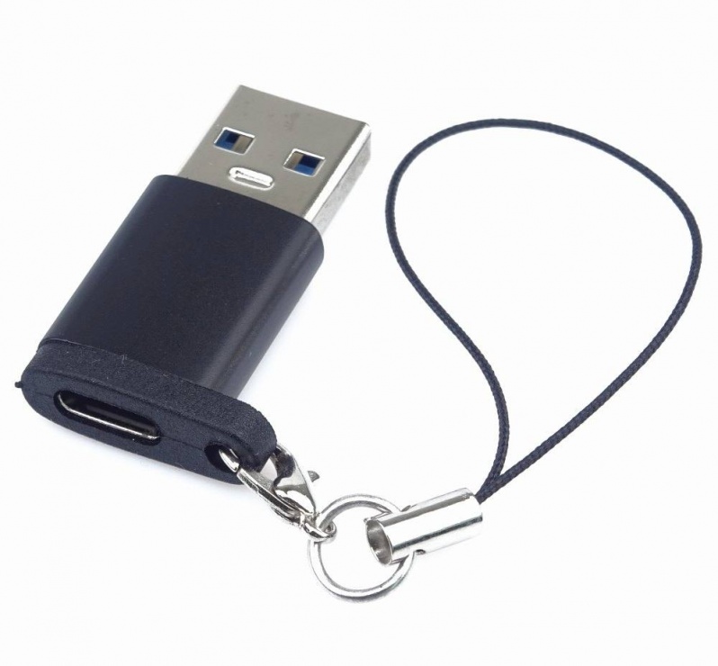 Imagine Adaptor USB-A la USB-C T-M Negru prindere breloc, kur31-19
