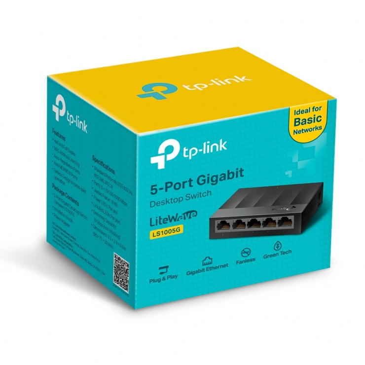 Imagine Switch Desktop LiteWave 5 porturi Gigabit Negru, TP-LINK LS1005G