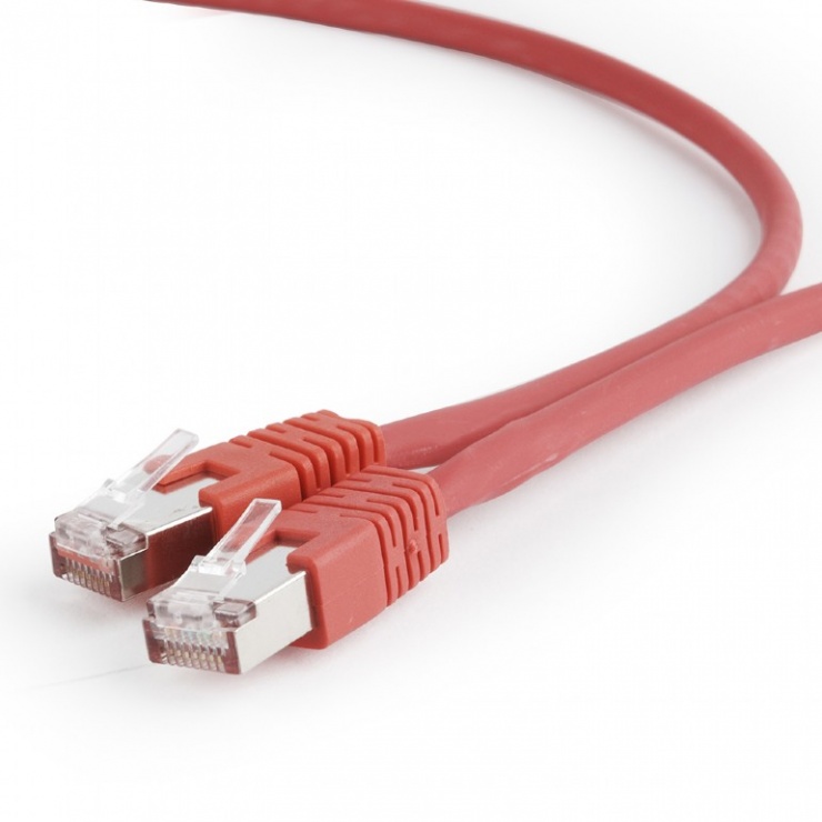 Imagine Cablu de retea RJ45 SFTP cat 6A LSOH 0.25m Rosu, Gembird PP6A-LSZHCU-R-0.25M