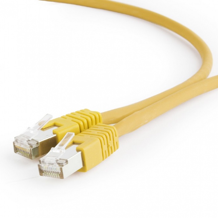 Imagine Cablu de retea RJ45 SFTP cat 6A LSOH 0.5m Galben, Gembird PP6A-LSZHCU-Y-0.5M