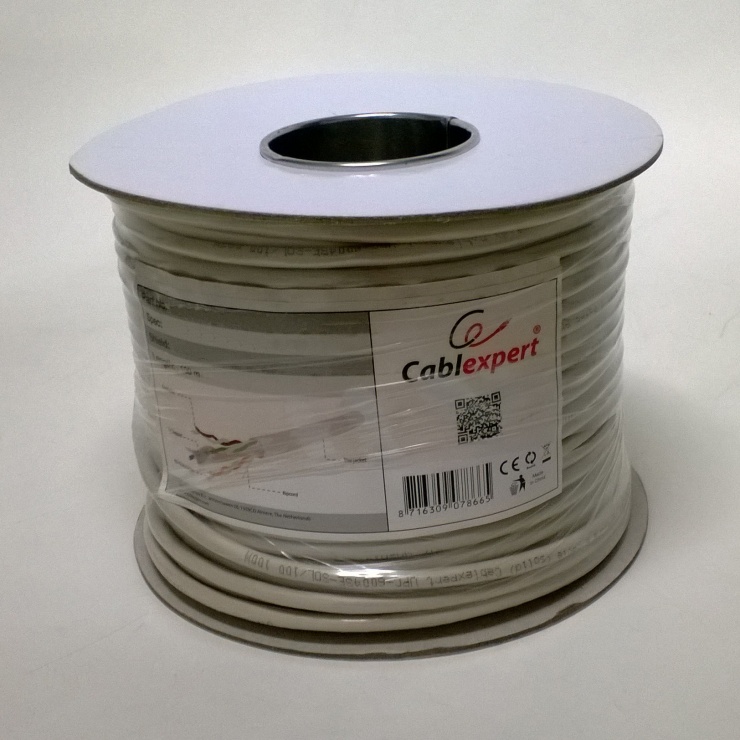 Imagine Rola cablu de retea UTP RJ45 cat 5e 100m CCA litat, Gembird UPC-5004E-L/100