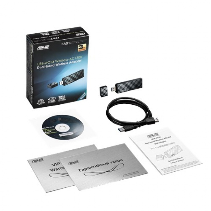 Imagine Adaptor USB 3.0 Wi-Fi Dual Band MIMO AC1300, ASUS USB-AC54