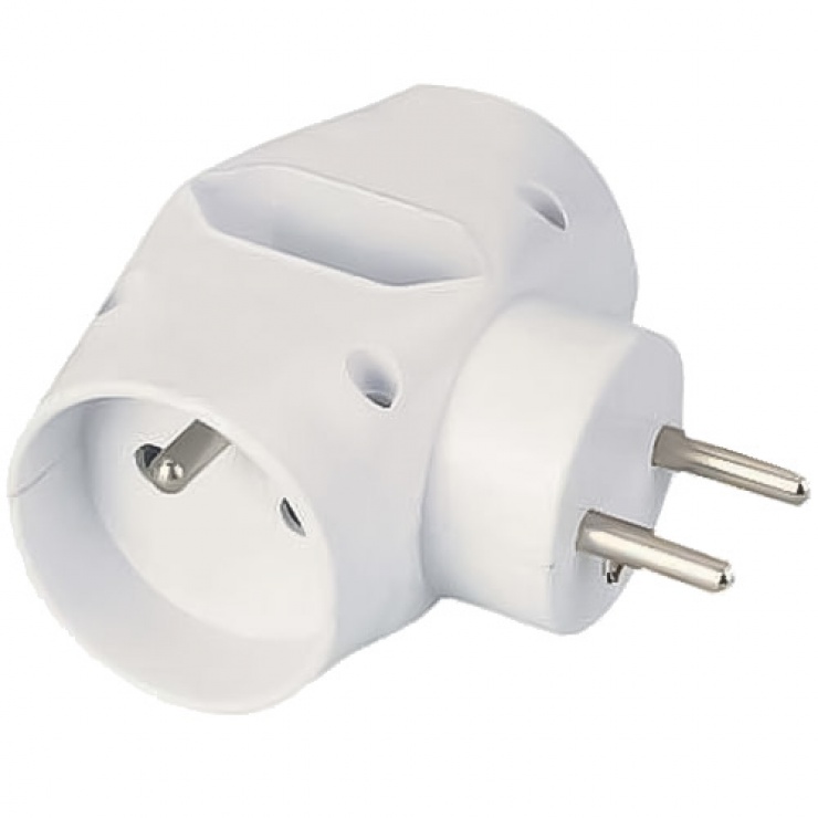 Imagine Multi priza 230V 10A cu 2 x Schuko + 1 x euro Alb