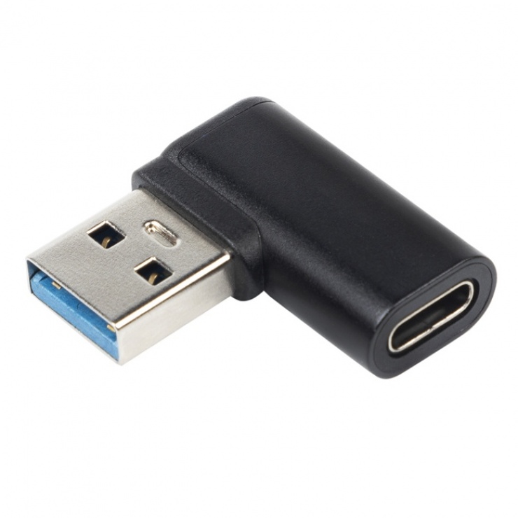 Imagine Adaptor USB 3.1 type C la USB-A M-T unghi 90 grade, kur31-26