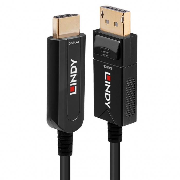 Imagine Cablu Fibra Optica Hybrid Displayport la HDMI 4K@60Hz T-T 10m, Lindy L38490
