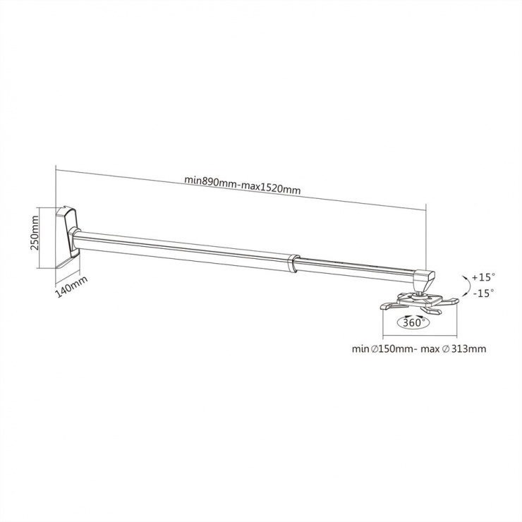 Imagine Suport perete pentru proiector 152 cm, Roline 17.03.0001