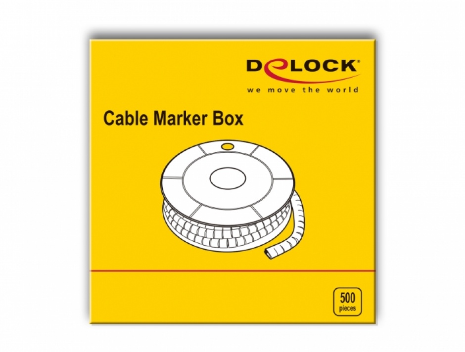 Imagine Set 500 bucati marcatoare cablu cifra 0 Galben, Delock 18354