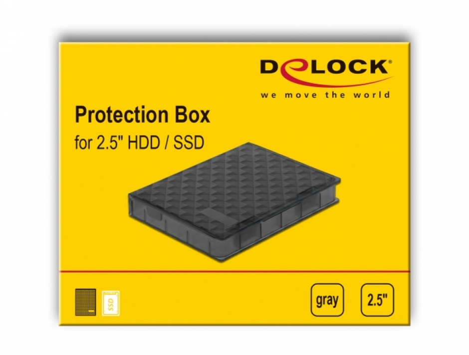 Imagine Carcasa de protectie pentru HDD / SSD 2.5" Gri, Delock 18368