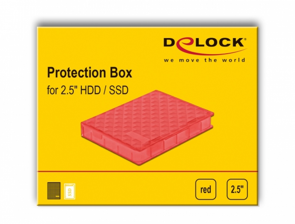 Imagine Carcasa de protectie pentru HDD / SSD 2.5" Rosu, Delock 18370