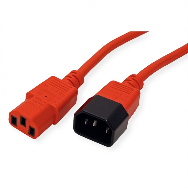 Imagine Cablu prelungitor PC C13 la C14 3m Rosu, Roline 19.08.1531