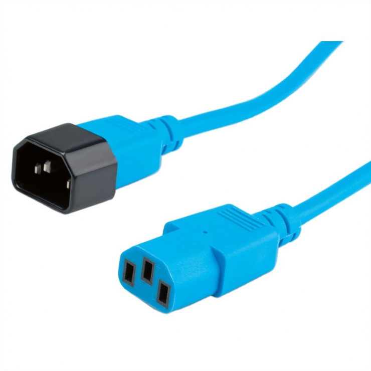 Imagine Cablu prelungitor PC C13 la C14 3m Albastru, Roline 19.08.1533