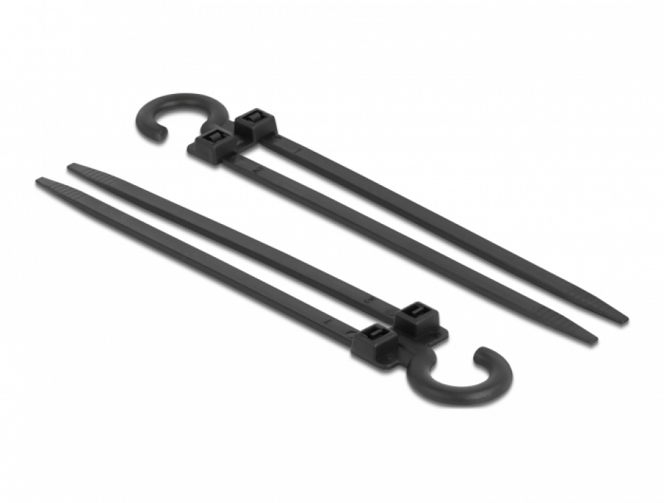 Imagine Set 10 buc bride duble 80 x 3.5 mm cu carlig Negre, Delock 19359 