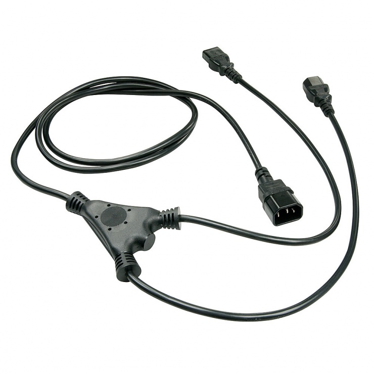 Imagine Cablu de alimentare IEC C14 la 2 x C13 1m Negru, Lindy L30363