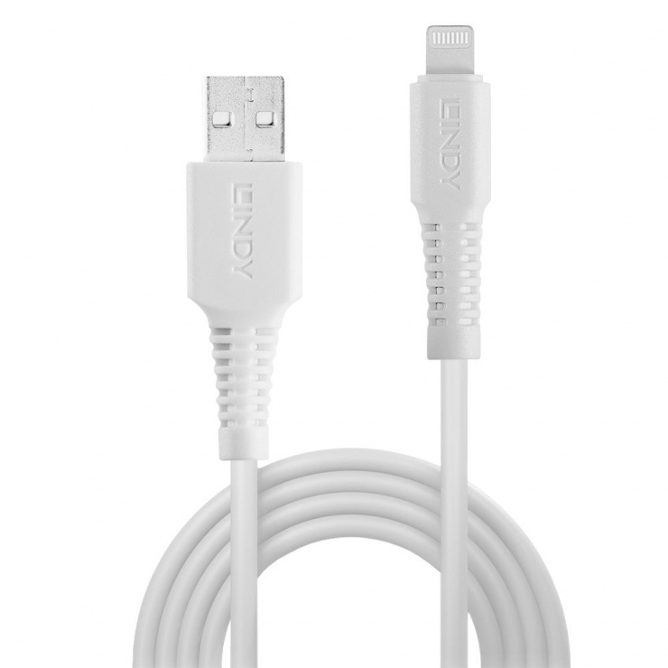 Imagine Cablu date si incarcare USB la Lightning MFI 1m Alb, Lindy L31326