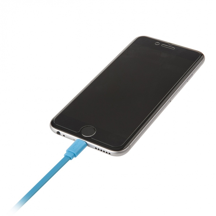 Imagine Cablu USB reversibil date + incarcare pentru iPhone 5/6 Lightning MFI 1m Bleu, Lindy L31391