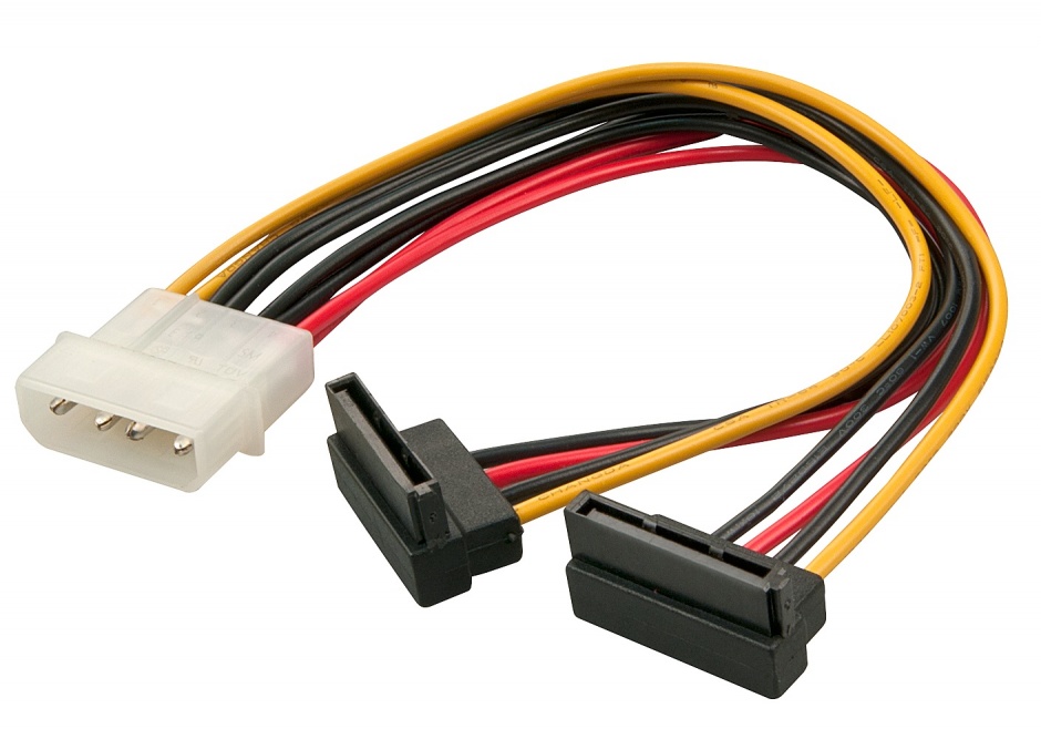 Imagine Cablu de alimentare Molex la 2 x SATA unghi T-M 0.15m, Lindy L33616