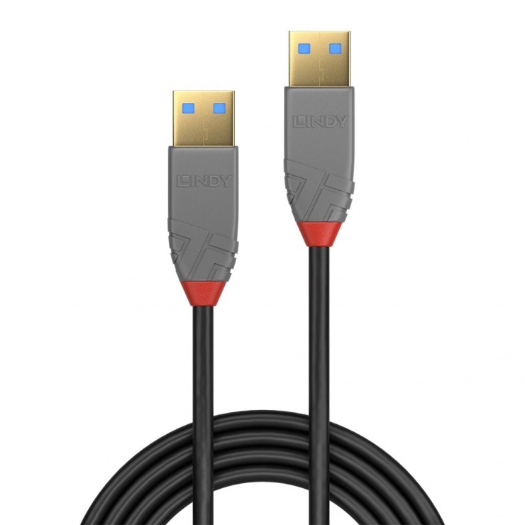 Imagine Cablu USB 3.0-A la USB-A T-T 1m Anthra Line, Lindy L36751