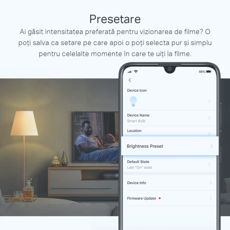 Imagine Bec Wi-Fi inteligent cu reglarea intensitatii luminii E27 8.7W, TP-LINK Tapo L510E
