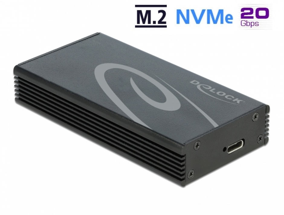 Imagine Rack extern USB 3.2-C Gen 2x2 pentru M.2 NVMe PCIe SSD, Delock 42000