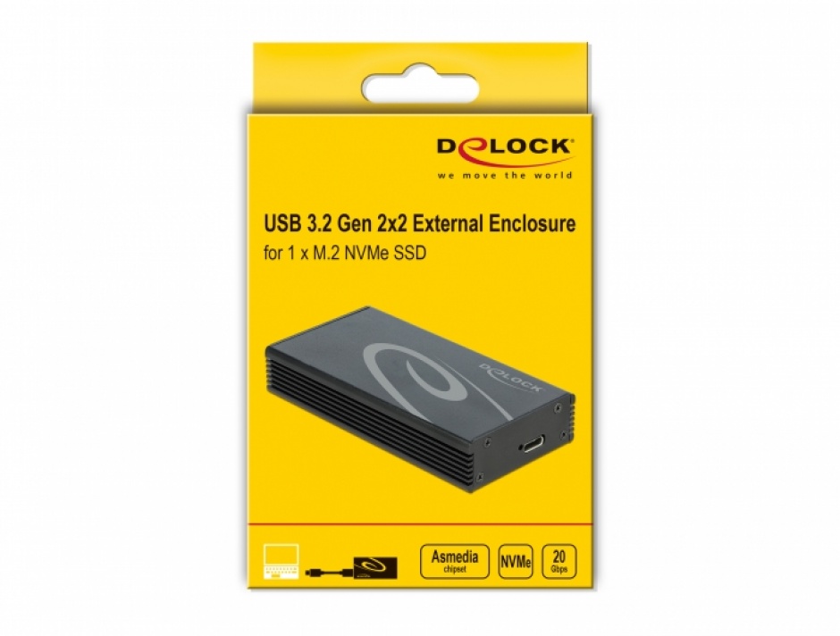 Imagine Rack extern USB 3.2-C Gen 2x2 pentru M.2 NVMe PCIe SSD, Delock 42000