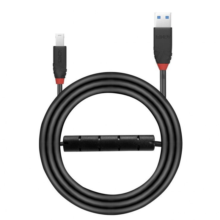Imagine Cablu activ USB 3.0 tip A la tip B T-T 10m, Lindy L43227
