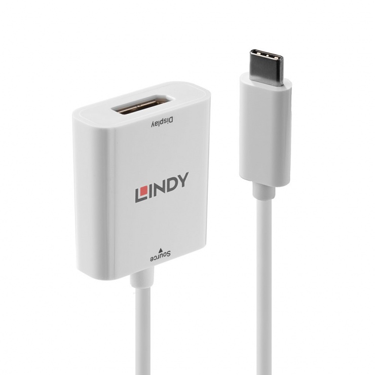 Imagine Adaptor USB 3.1-C la Displayport T-M alb, Lindy L43245