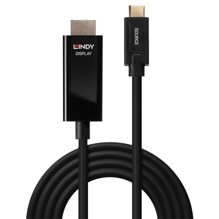 Imagine Cablu USB Type C la HDMI 4K60Hz cu HDR T-T 5m, Lindy L43315