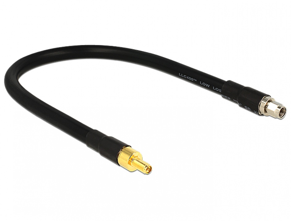 Imagine Cablu RP-SMA plug la RP-SMA jack CFD400 LLC400 0.4m low loss, Delock 13012