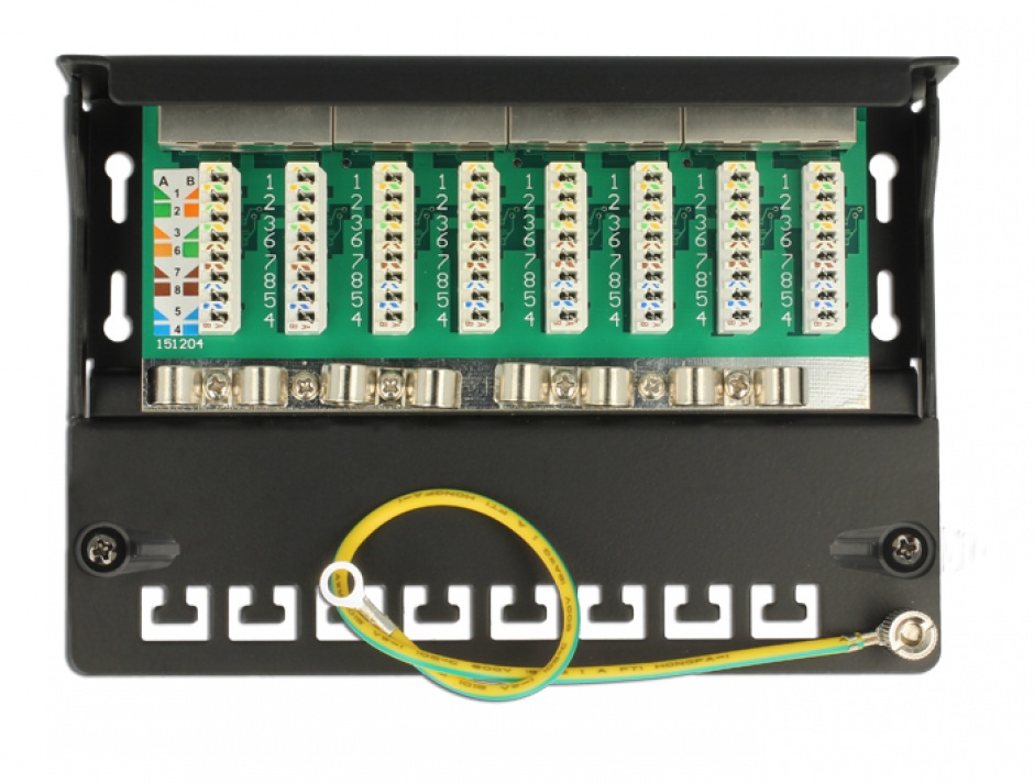 Imagine Patch panel 8 porturi Cat.6A FTP Negru, Delock 87674