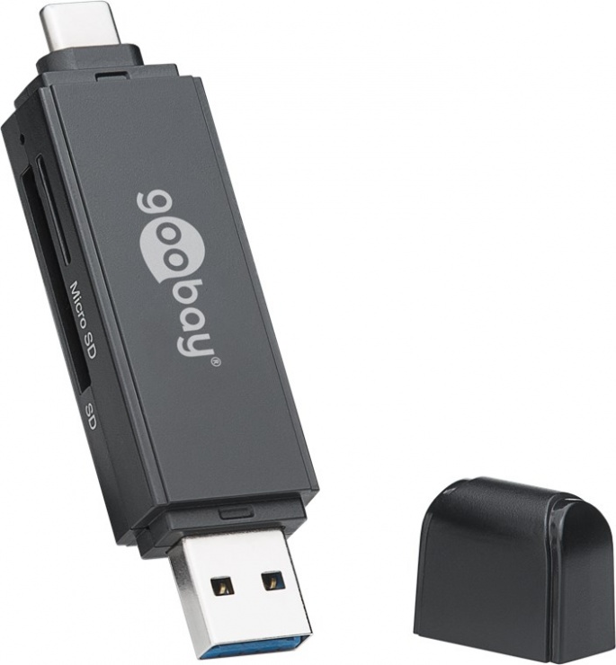 Imagine Cititor de carduri USB 3.0-A + type C la micro SD/SD, Goobay G59091
