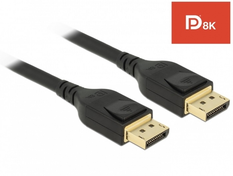 Imagine Cablu Displayport 8K / 4K@ 240Hz (DP 8K certificat) T-T 3m Negru, Delock 85661